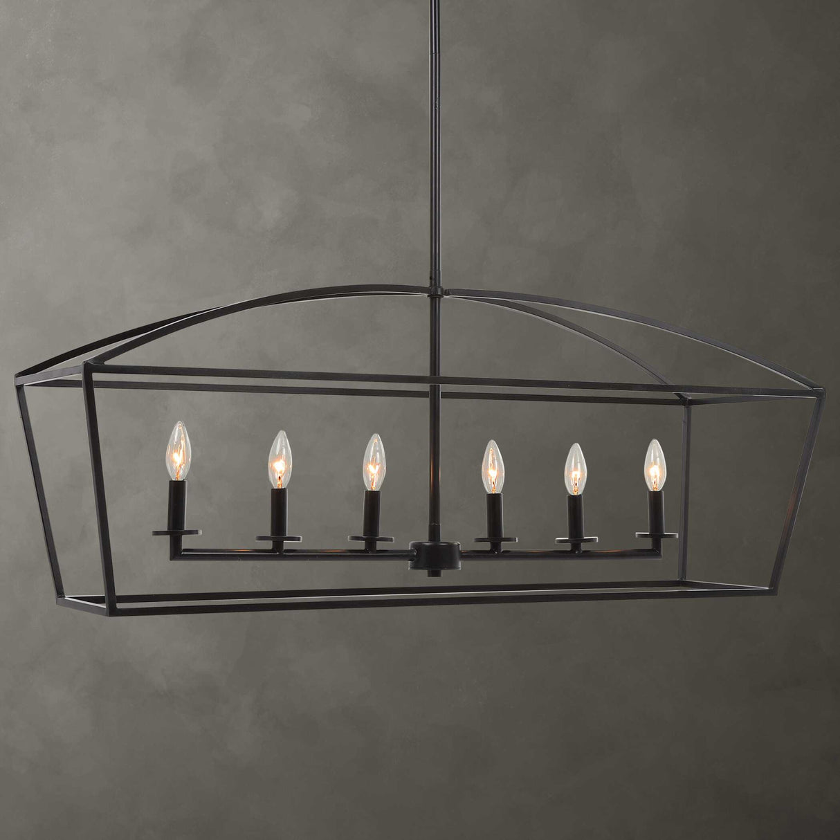Bronze 6-Light Linear Chandelier | Uttermost Clayton