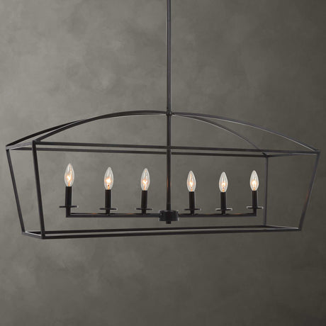 Bronze 6-Light Linear Chandelier | Uttermost Clayton
