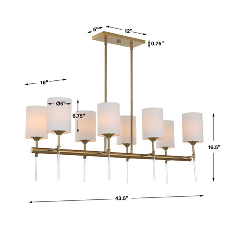 White Silken 8-Light Linear Chandelier | Uttermost Awyr