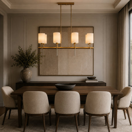 White Silken 8-Light Linear Chandelier | Uttermost Awyr