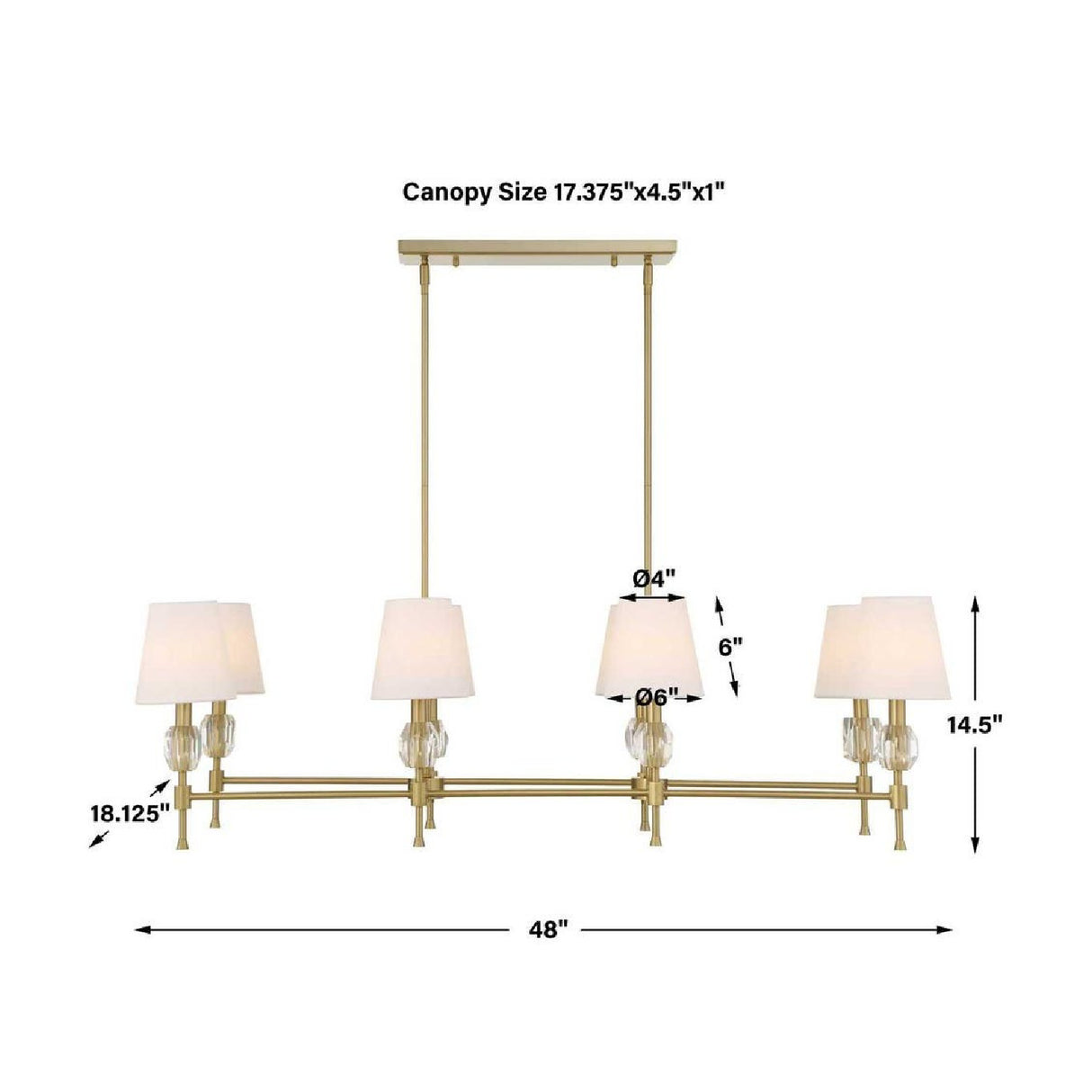 White Shades 8-Light Linear Chandelier | Uttermost Arques - www.oroa.com