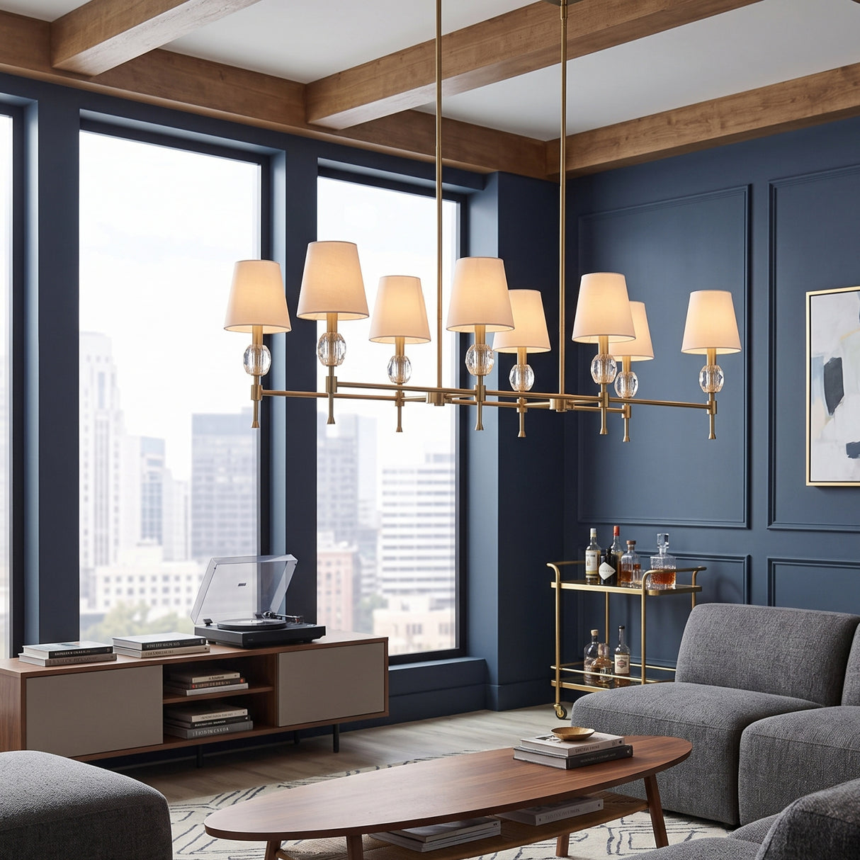 White Shades 8-Light Linear Chandelier | Uttermost Arques - www.oroa.com
