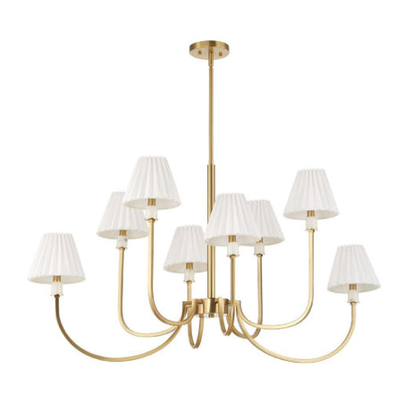 Pleated White Fabric 8-Light Chandelier | Uttermost Poppins - www.oroa.com