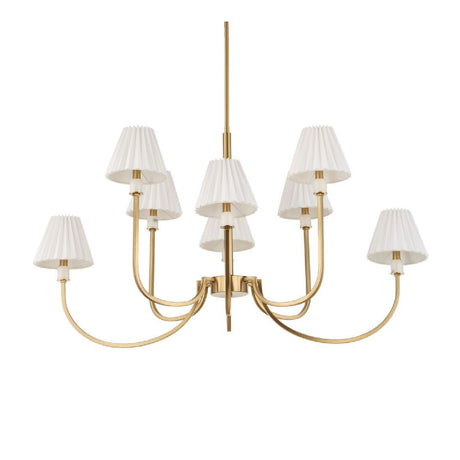 Pleated White Fabric 8-Light Chandelier | Uttermost Poppins - www.oroa.com