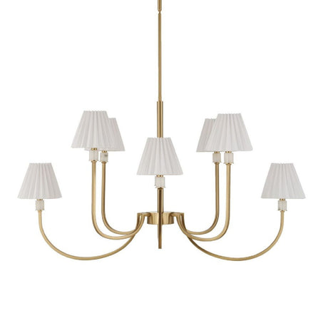 Pleated White Fabric 8-Light Chandelier | Uttermost Poppins - www.oroa.com