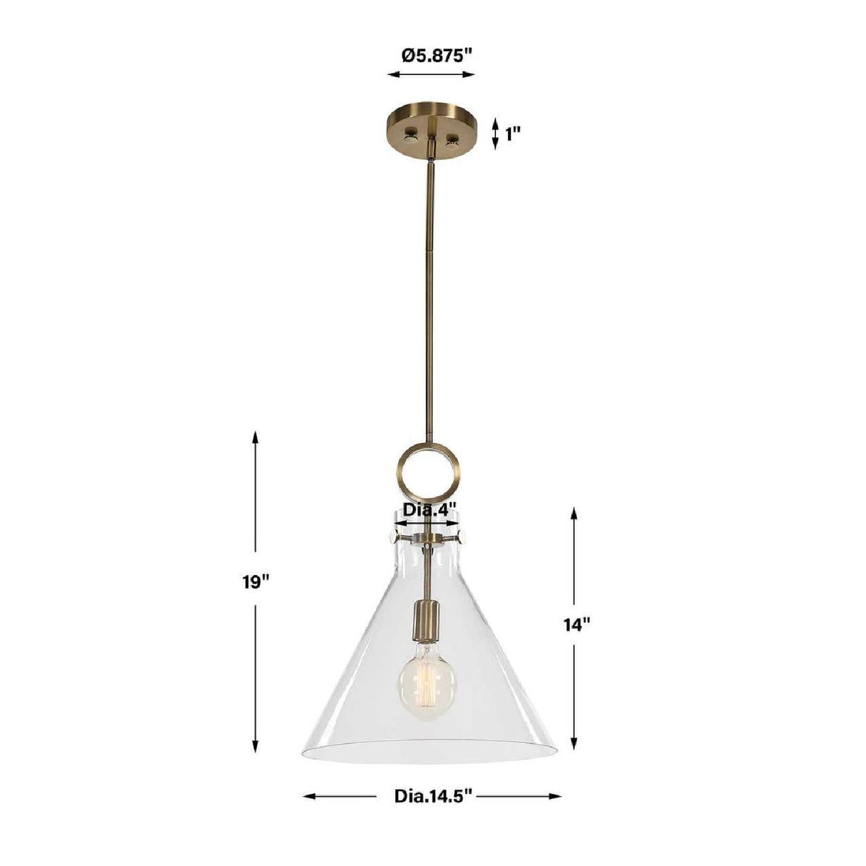 Clear Glass Conical Pendant Lamp | Uttermost Imbuto
