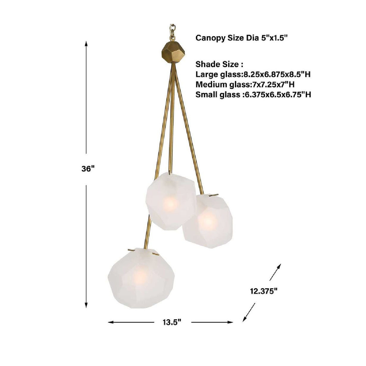 Geometrical Glass 3-Light Pendant Lamp | Uttermost Geodesic