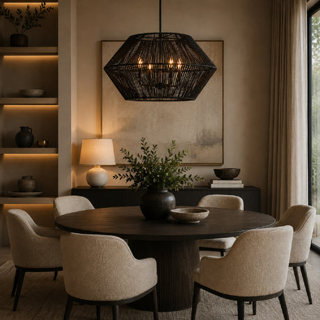 Black Rope 4-Light Pendant Lamp | Uttermost Suva