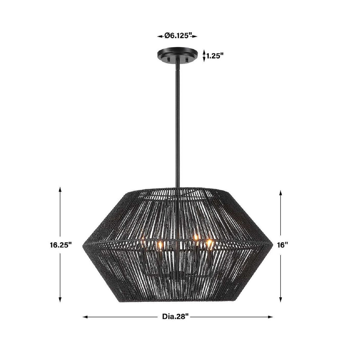Black Rope 4-Light Pendant Lamp | Uttermost Suva