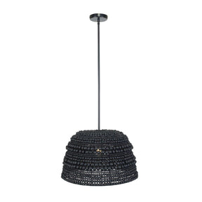 Modern European furniture - Black Wooden Beads Pendant Lamp - www.oroa.com