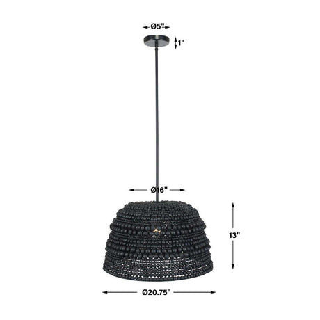 Black Wooden Beads Pendant Lamp | Uttermost Persephone