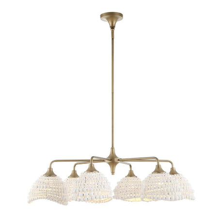 White Wood Beads 6-Light Chandelier | Uttermost Biddeford - www.oroa.com