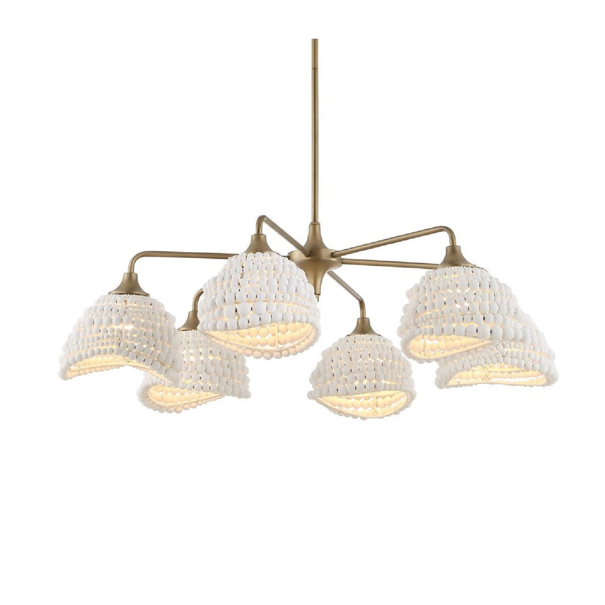 White Wood Beads 6-Light Chandelier | Uttermost Biddeford - www.oroa.com