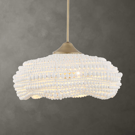 White Wooden Beads Pendant Lamp | Uttermost Biddeford