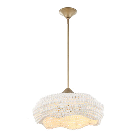 White Wooden Beads Pendant Lamp | Uttermost Biddeford