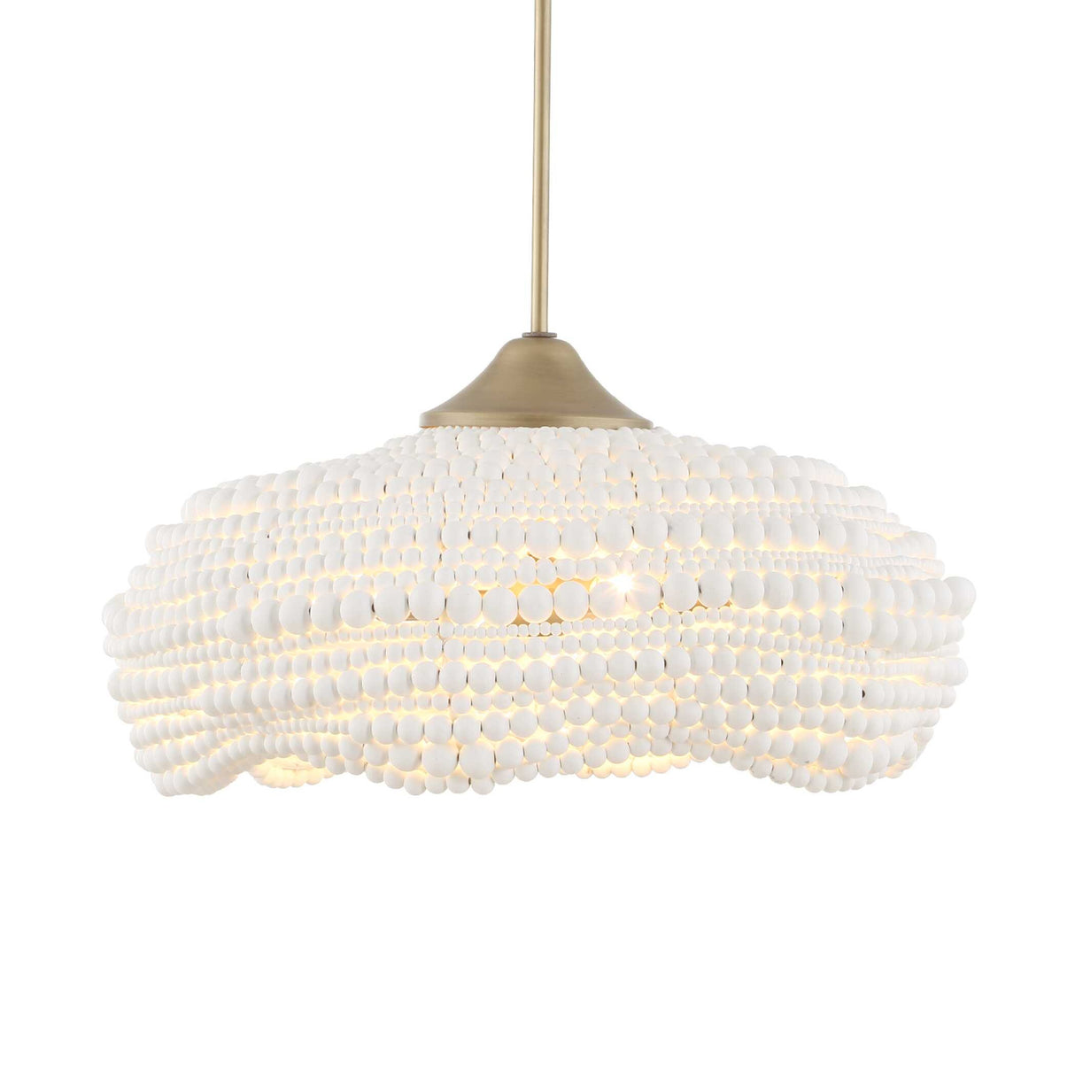 White Wooden Beads Pendant Lamp | Uttermost Biddeford