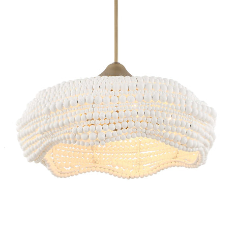 White Wooden Beads Pendant Lamp | Uttermost Biddeford