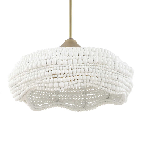 White Wooden Beads Pendant Lamp | Uttermost Biddeford