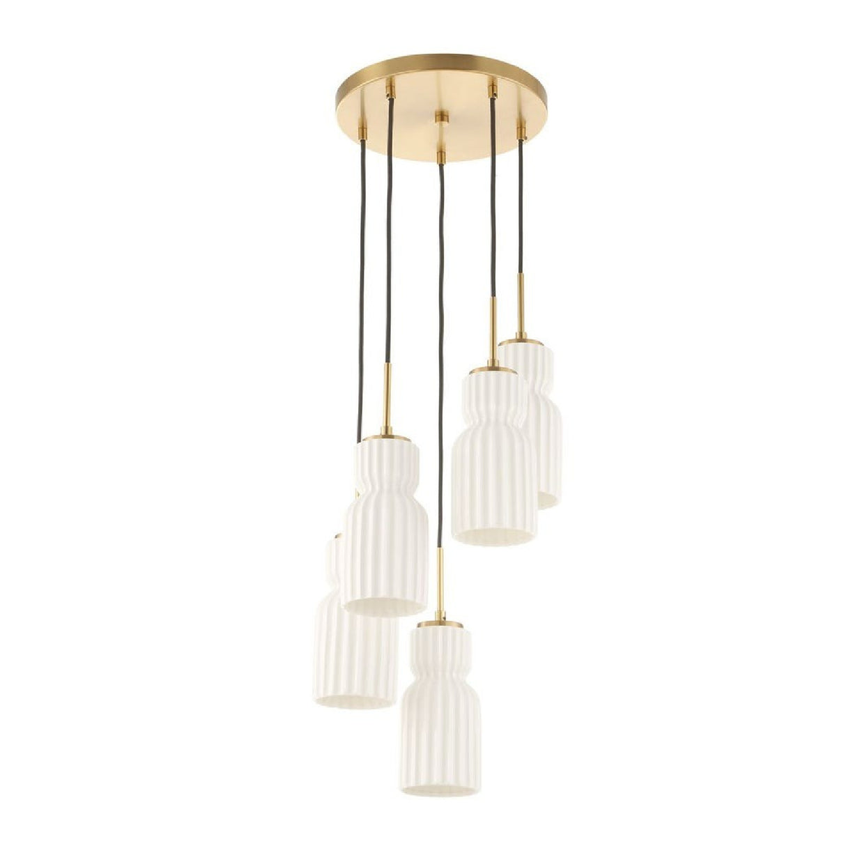 White Ceramic 5-Light Cluster Pendant Lamp | Uttermost Vanier
