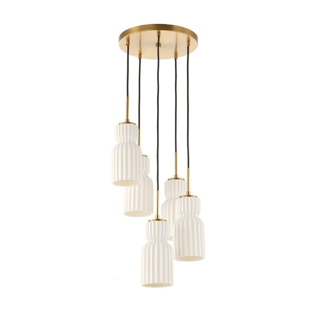 White Ceramic 5-Light Cluster Pendant Lamp | Uttermost Vanier