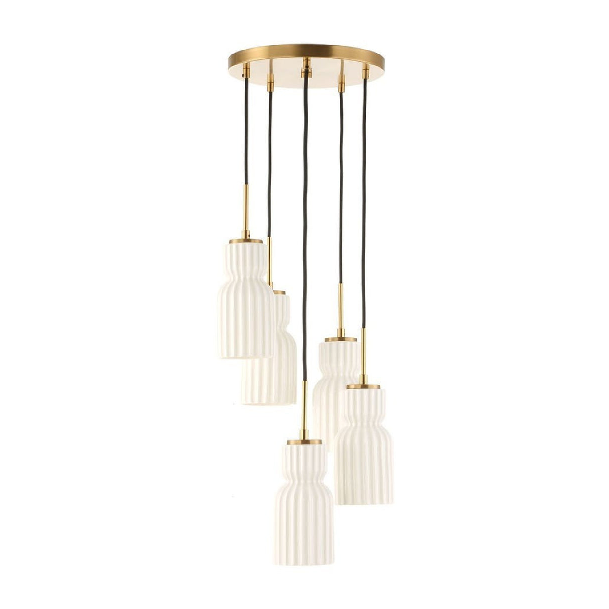White Ceramic 5-Light Cluster Pendant Lamp | Uttermost Vanier