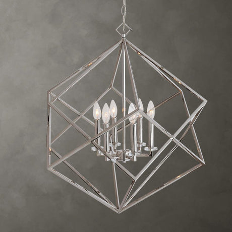 Polished Nickel 6-Light Pendant Lamp | Uttermost Euclid - www.oroa.com