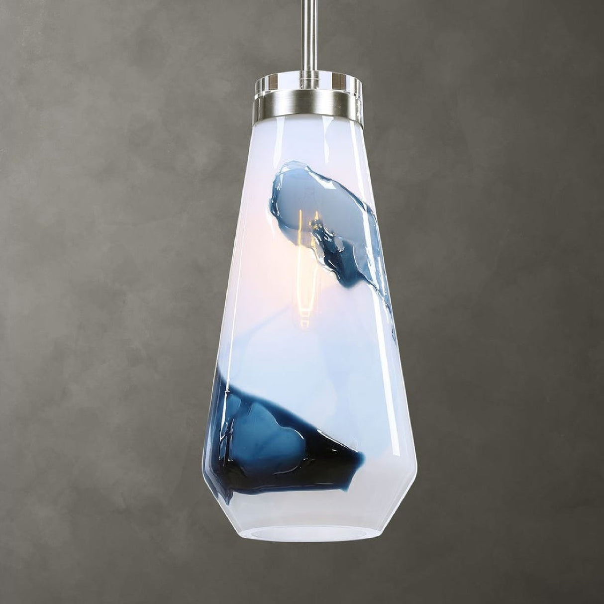 White & Blue Glass Pendant Lamp | Uttermost Windswept