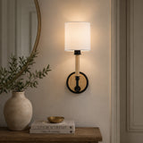 Modern European furniture - White Linen Wall Lamp - www.oroa.com