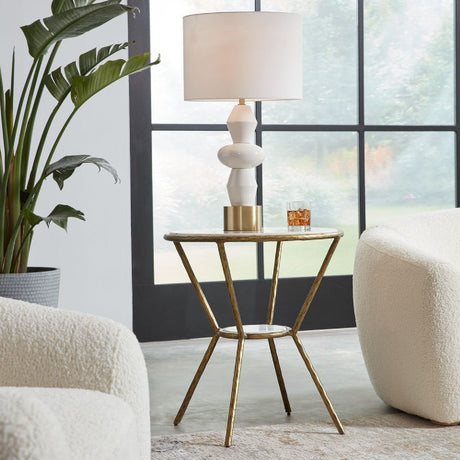   White Marble Round Side Table | Oroa.com