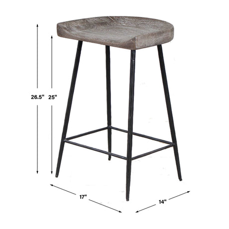 Modern European furniture - Curved Mango Wood Counter Stool - www.oroa.com
