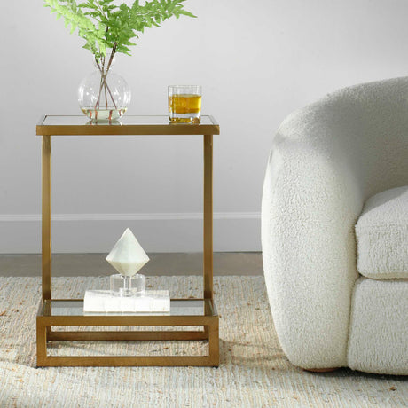 Brass Framed Glass Accent Table | Uttermost Musing