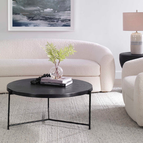 Modern European furniture - Black Aluminum Round Coffee Table - www.oroa.com