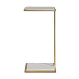Modern European furniture - White Marble C-Shaped Drink Table - www.oroa.com