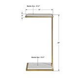 Modern European furniture - White Marble C-Shaped Drink Table - www.oroa.com