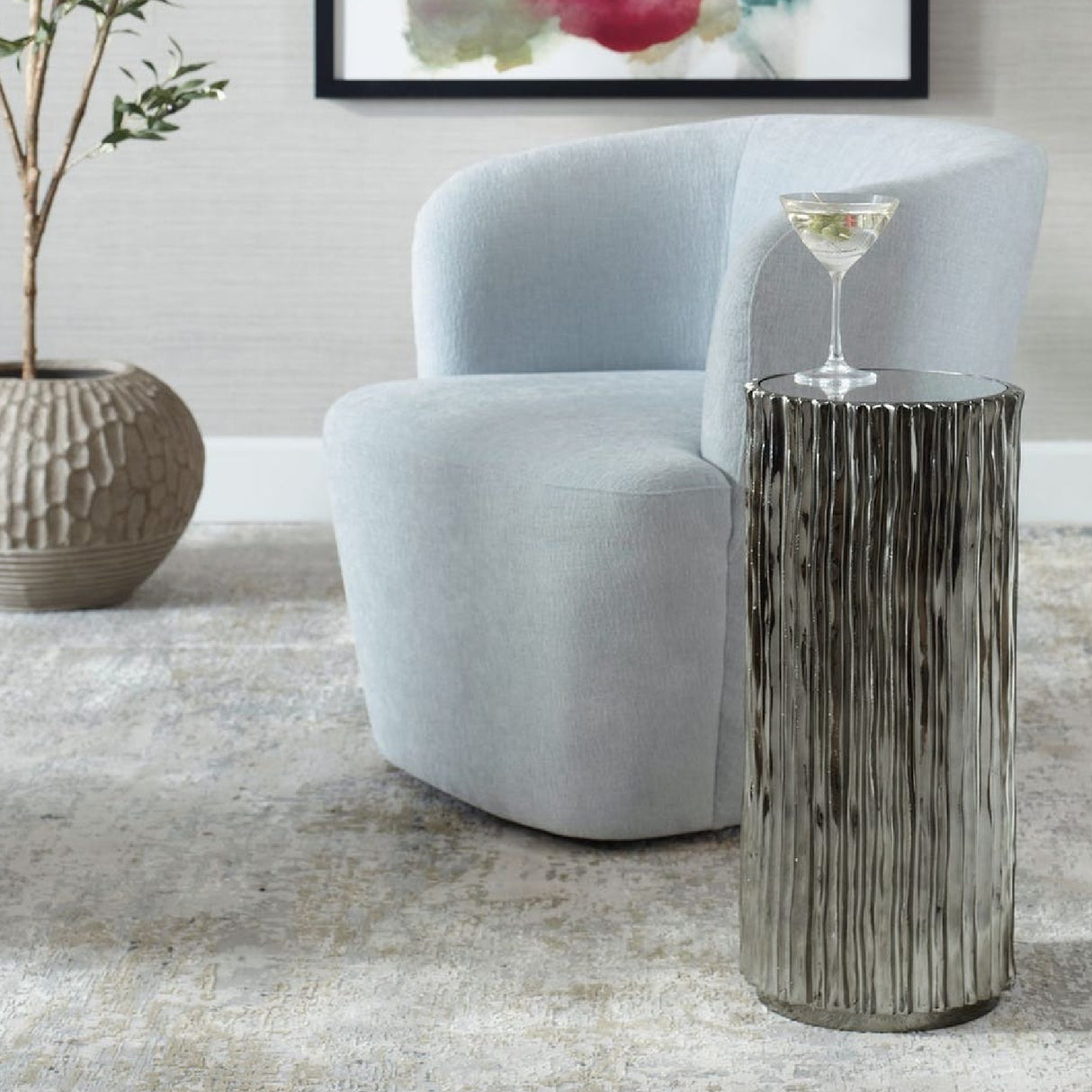 Textured Cylindrical Drink Table | Uttermost Echo