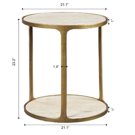 Modern European furniture - Beige Travertine Side Table - www.oroa.com