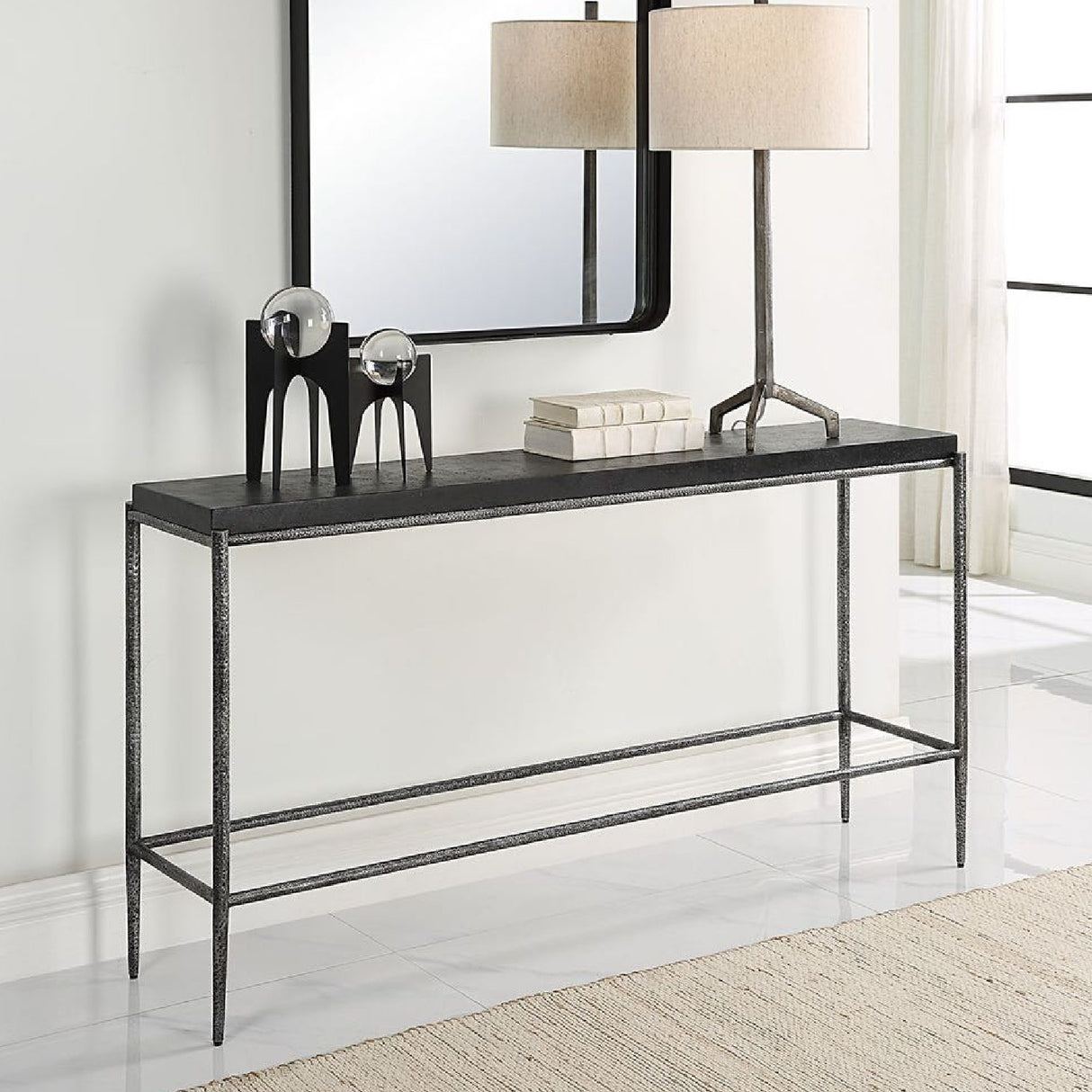 Black Concrete Console Table | Uttermost Crescendo