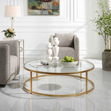 Modern European furniture - Gold Framed Glass Coffee Table - www.oroa.com