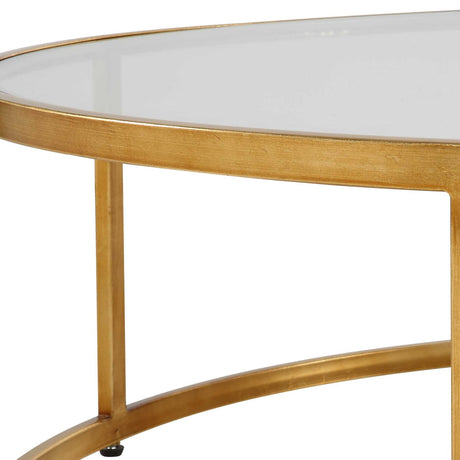 Modern European furniture - Gold Framed Glass Coffee Table - www.oroa.com
