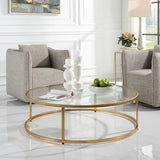 Modern European furniture - Gold Framed Glass Coffee Table - www.oroa.com