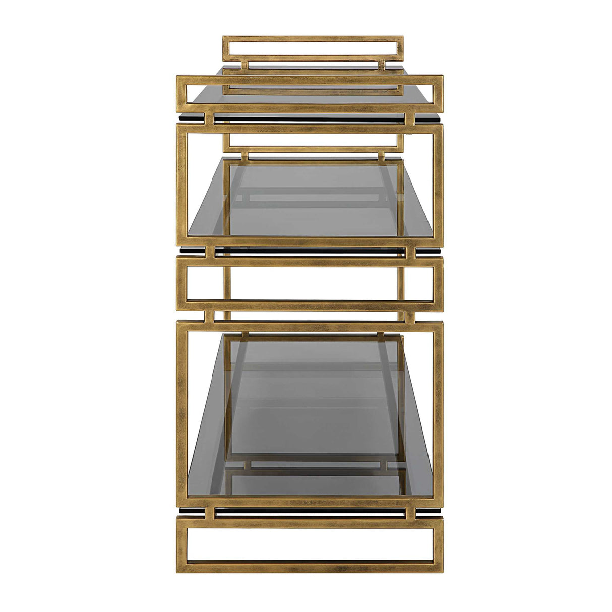 Modern European furniture - Gray Glass 3-Tier Console Table - www.oroa.com