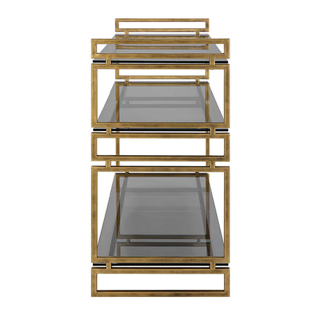 Modern European furniture - Gray Glass 3-Tier Console Table - www.oroa.com