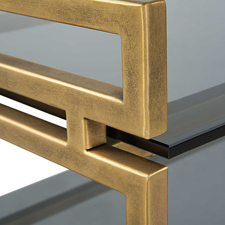 Modern European furniture - Gray Glass 3-Tier Console Table - www.oroa.com