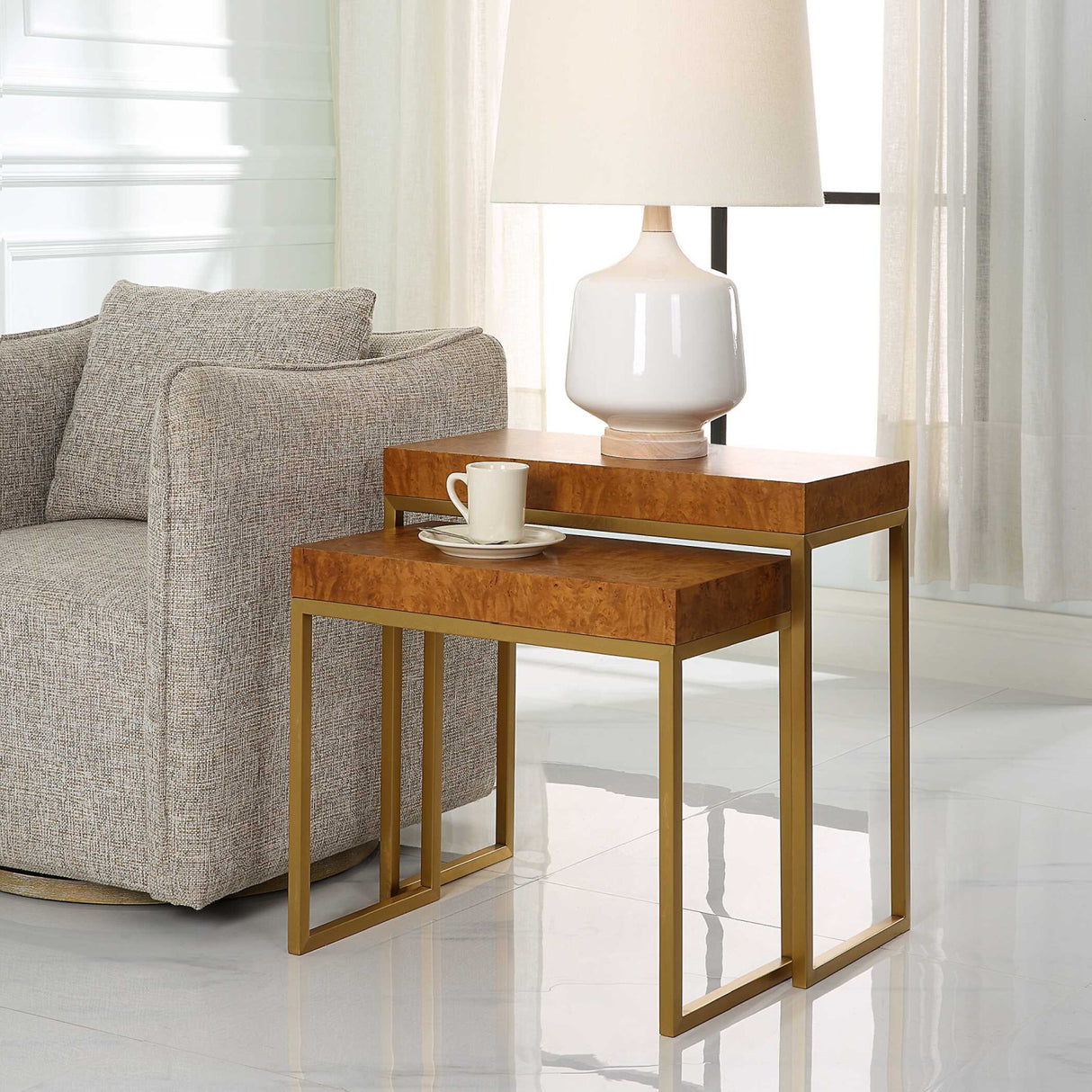Modern European furniture - Mappa Burl Nesting Tables (2) - www.oroa.com