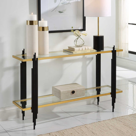 Modern European furniture - Tempered Glass 2-Layer Console Table - www.oroa.com