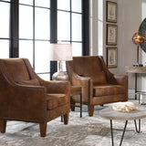 Modern European furniture - Brown Leather Armchair - www.oroa.com