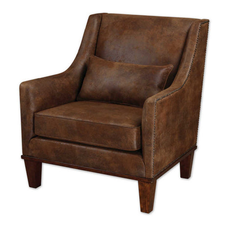 Modern European furniture - Brown Leather Armchair - www.oroa.com
