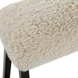 Modern European furniture - Beige Long-Haired Sheepskin Bench - www.oroa.com