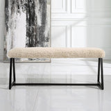 Modern European furniture - Beige Long-Haired Sheepskin Bench - www.oroa.com