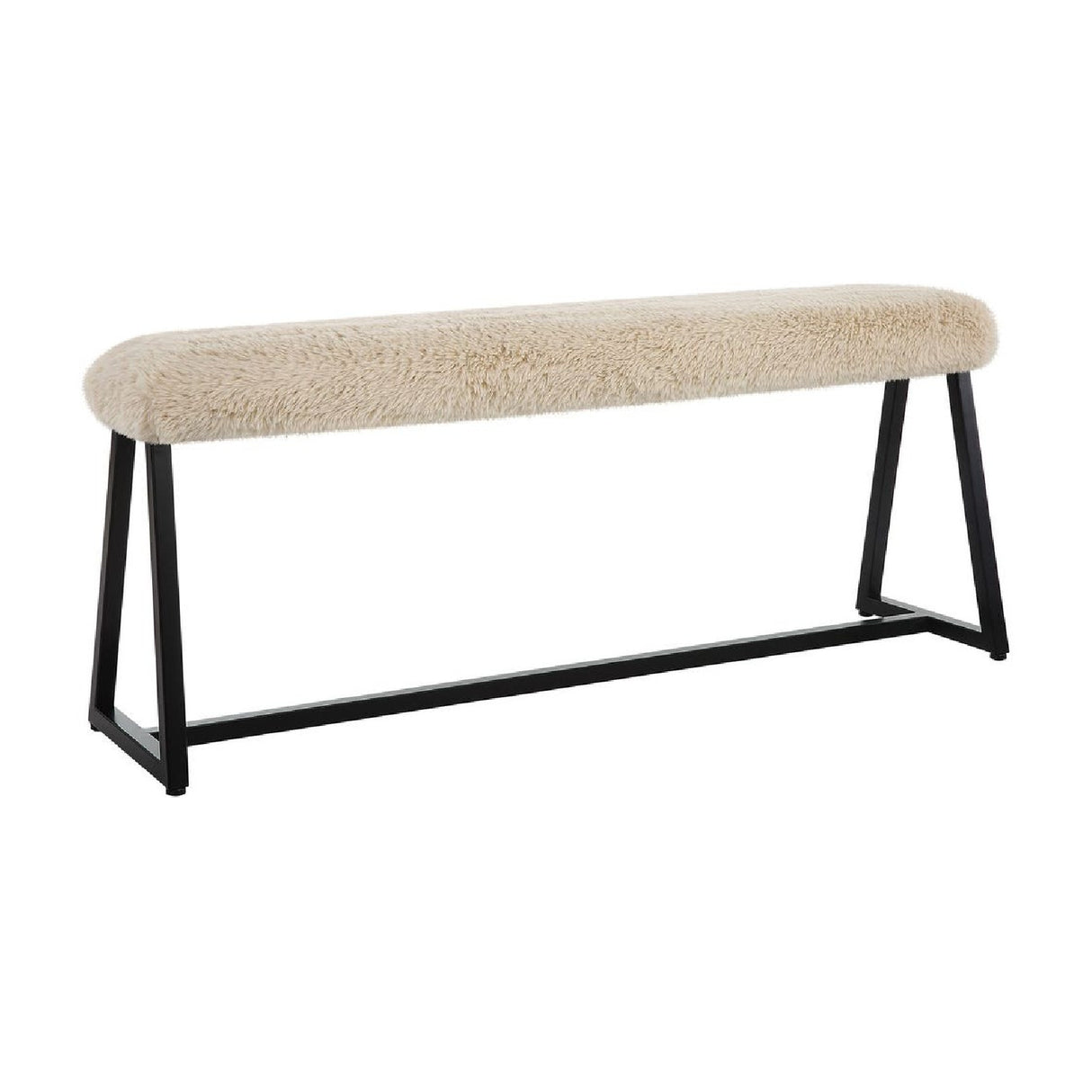   Beige Long-Haired Sheepskin Bench | Oroa.com